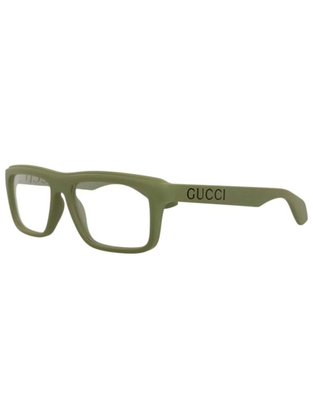 New Gucci Women's Eyeglasses Square Rectangle Injection Frame Mens Green Green